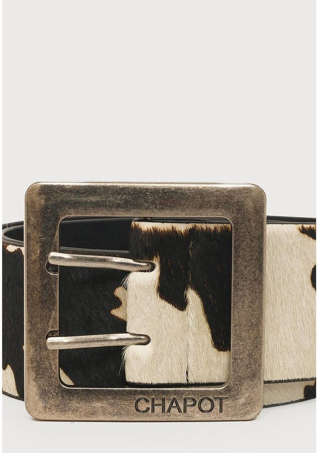 Fabienne Chapot leren riem Bold Cow met koeienprint ecru donkerbruin - Foto 3