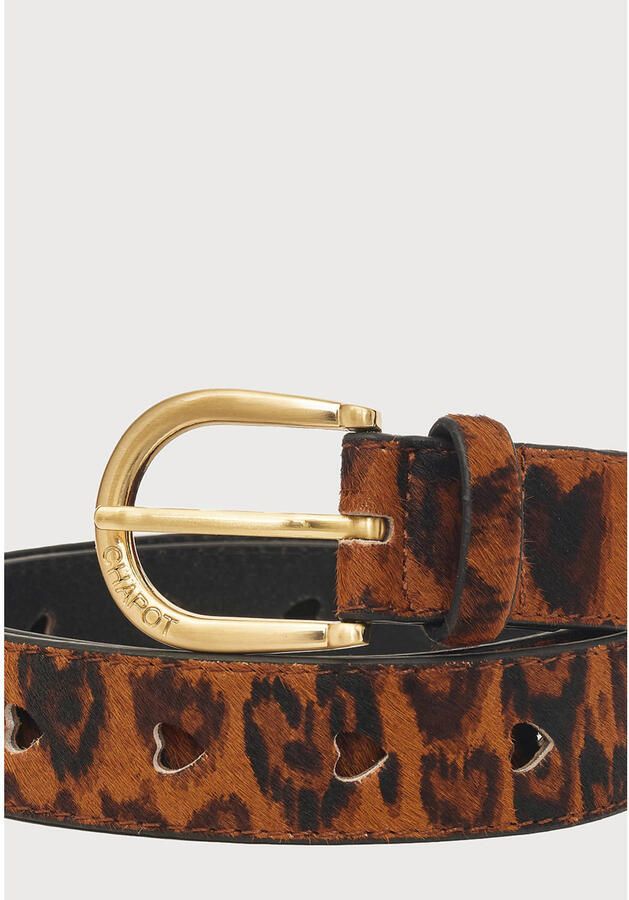 Fabienne Chapot leren riem Hairy Belt met panterprint bruin - Foto 3