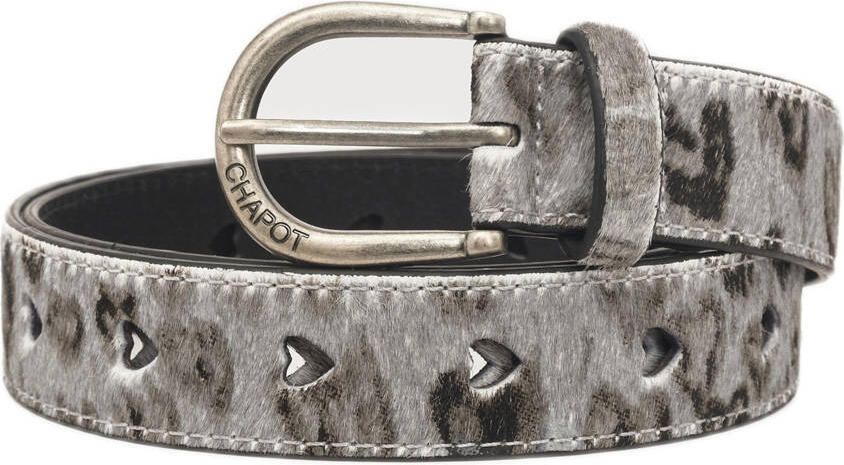 Fabienne Chapot leren riem Hairy Belt met panterprint grijs - Foto 4