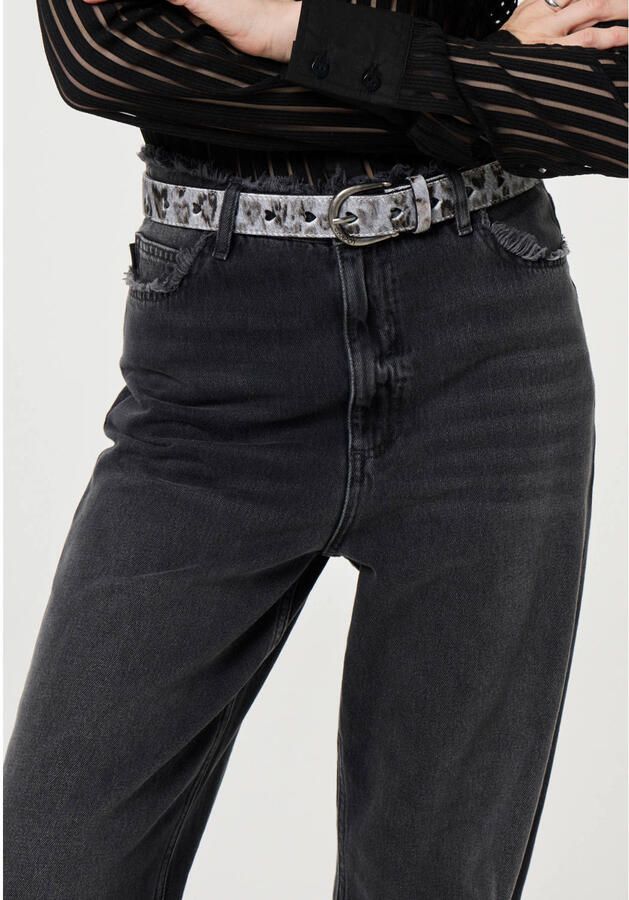 Fabienne Chapot leren riem Hairy Belt met panterprint grijs - Foto 3