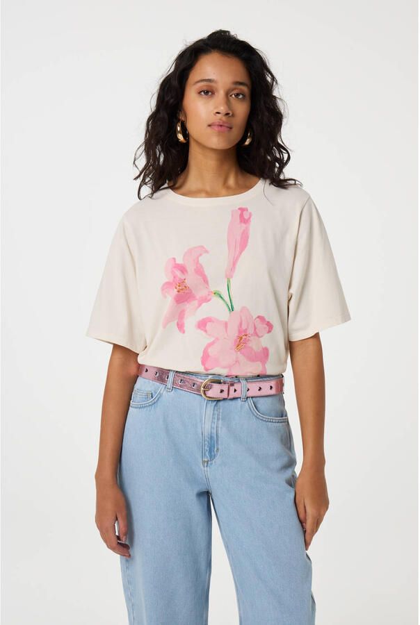 Fabienne Chapot metallic leren riem Cut it Out Heart roze