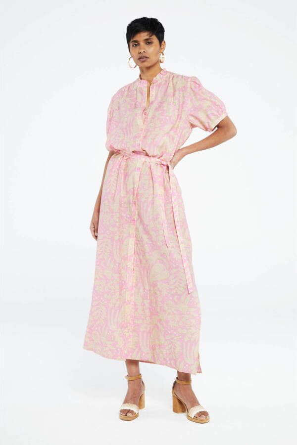 Fabienne Chapot gebloemde maxi blousejurk Girlfriend Maxi Dress roze beige