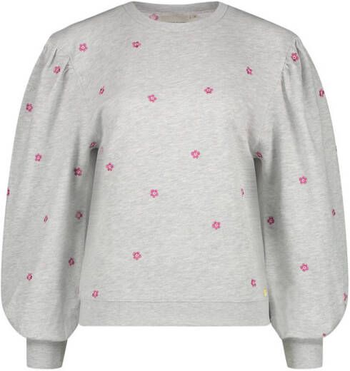 Fabienne Chapot gebloemde sweater Lin van biologisch katoen grijs roze