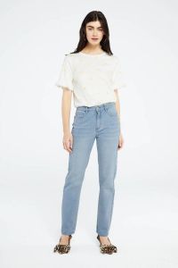 Fabienne Chapot high waist straight fit jeans Lola straight met borduursels blauw