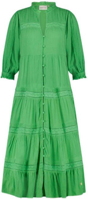 Fabienne Chapot Elegante Maxi Jurk met Pofmouwen Green Dames - Foto 2