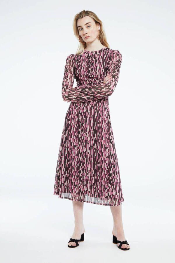 Fabienne Chapot maxi jurk Bella met all over print paars roze ecru