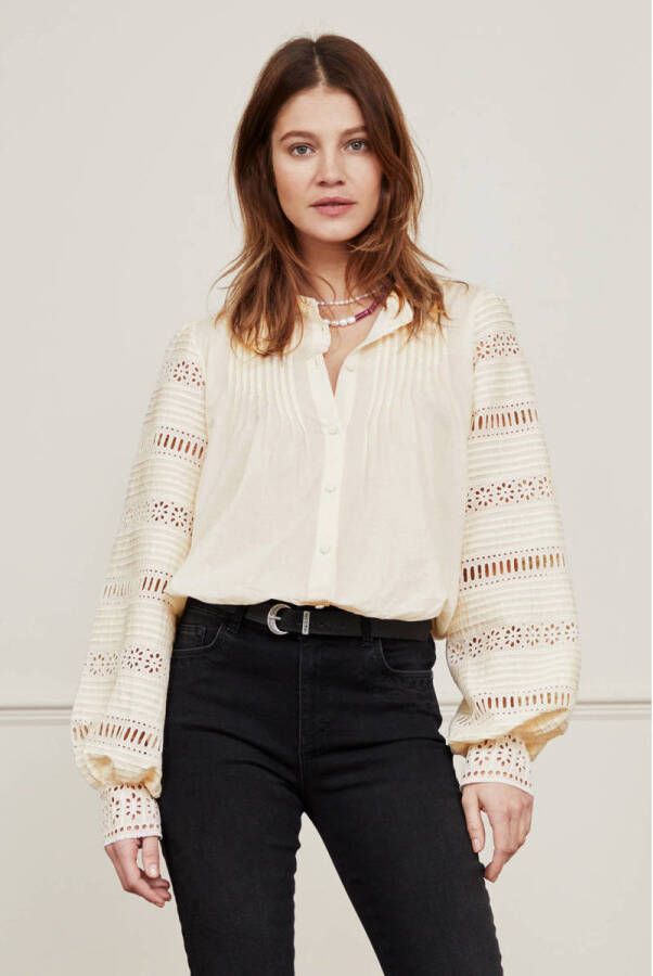 Fabienne Chapot semi-transparante blouse Vreni met open detail gebroken wit