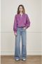 Fabienne Chapot semi-transparante blouse Vreni met open detail paars - Thumbnail 2