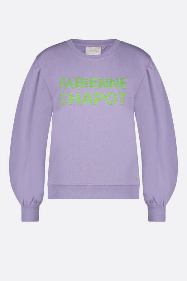 Fabienne Chapot sweater Flo Sweater met logo en plooien lila groen