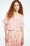 Fabienne Chapot Roze V-hals top met pompom en openwork details Pink Dames - Thumbnail 1