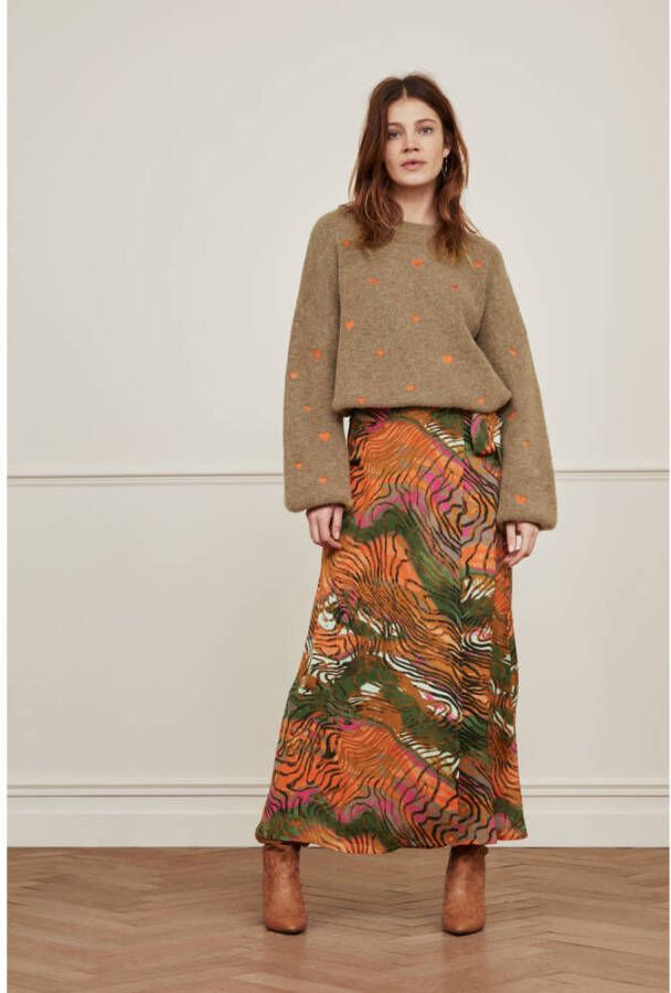 Fabienne Chapot trui Lidia met hartjes bruin oranje - Foto 2