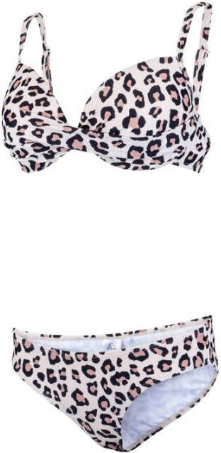 Falcon beugel bikini met panterprint wit zwart beige