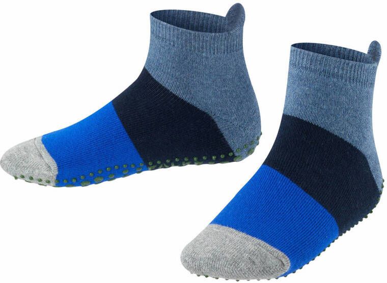 Falke Colour Block sokken met anti-slip noppen blauw donkerblauw Katoen 19-22