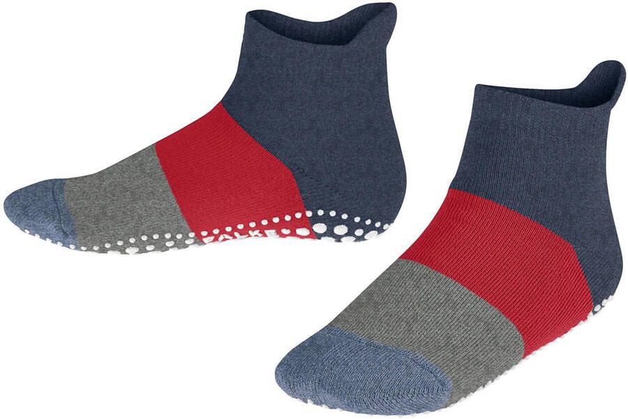 FALKE Colour Block sokken met anti-slip noppen rood blauw grijs