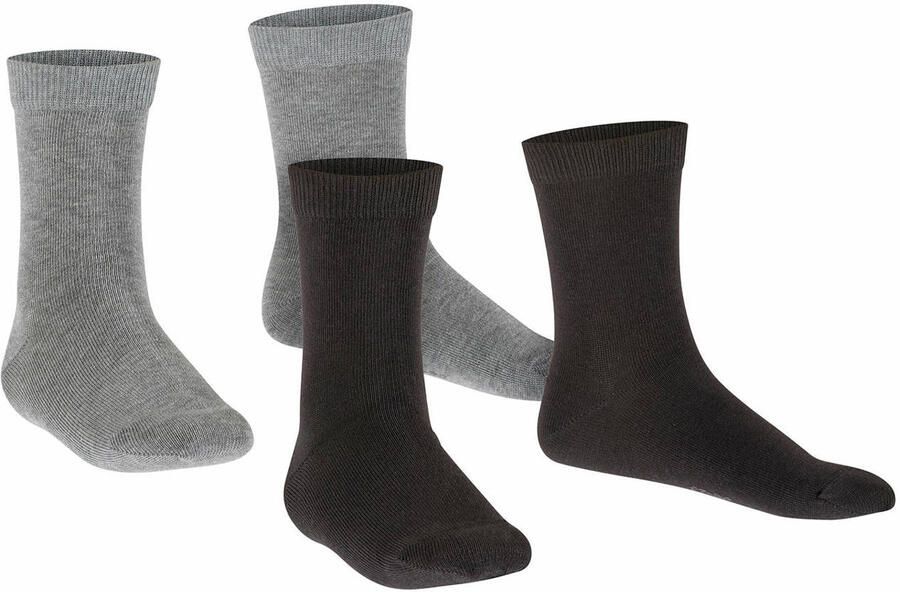 Falke Happy sokken set van 2 zwart grijs Meisjes Katoen Effen 31-34