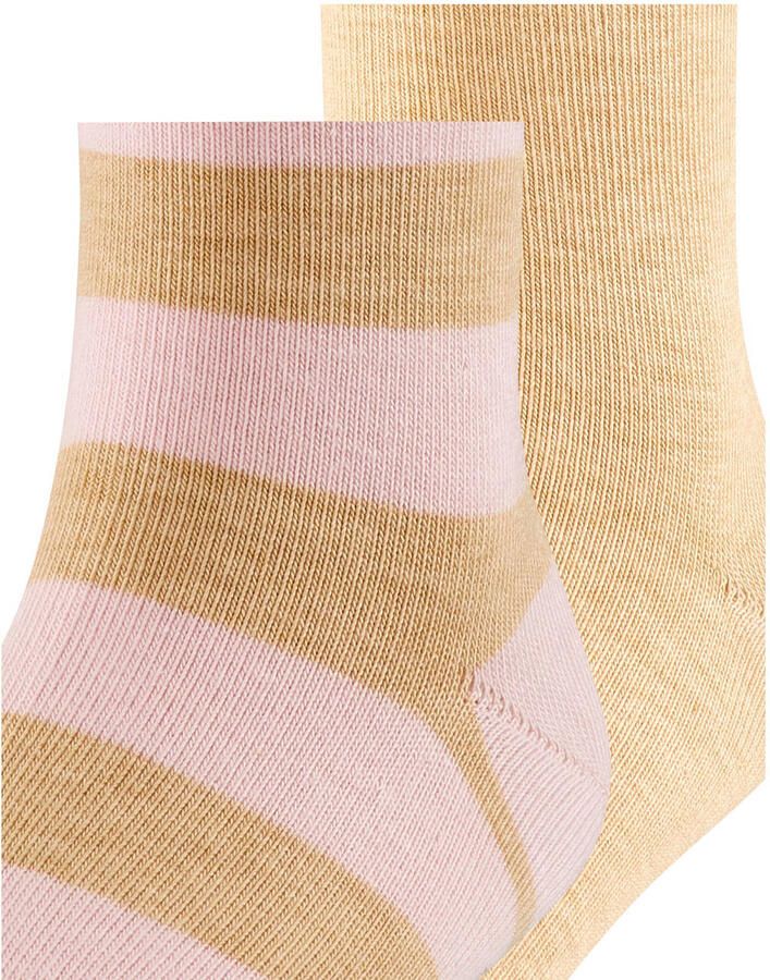 Falke Happy Stripe sokken set van 2 lichtroze beige Katoen 27-30