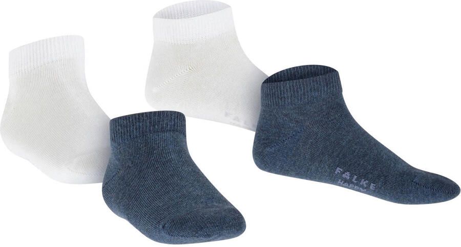 Falke sneakersokken set van 2 wit donkerblauw Katoen 23-26