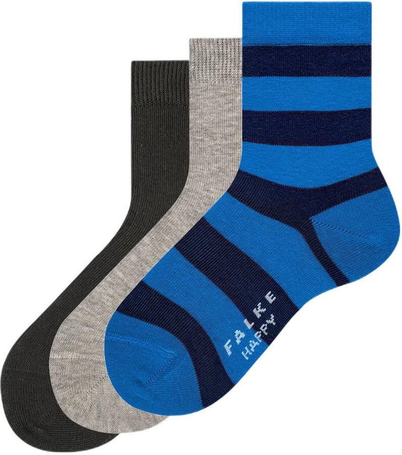 Falke sokken set van 3 blauw grijs Katoen All over print 27-30
