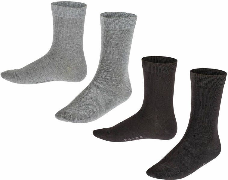 Falke Happy sokken set van 2 zwart grijs Meisjes Katoen Effen 27-30