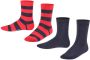 Falke Happy Stripe sokken set van 2 rood donkerblauw (set van 2) Katoen 23-26 - Thumbnail 1