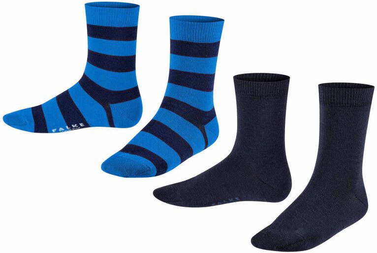Falke Happy Stripe sokken set van 2 zwart blauw Katoen 35-38