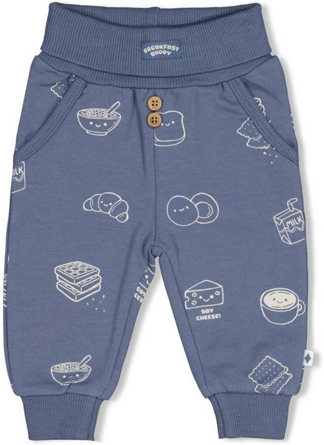 Feetje babybroek Breakfast Buddy blauw wit Jongens Stretchkatoen All over print