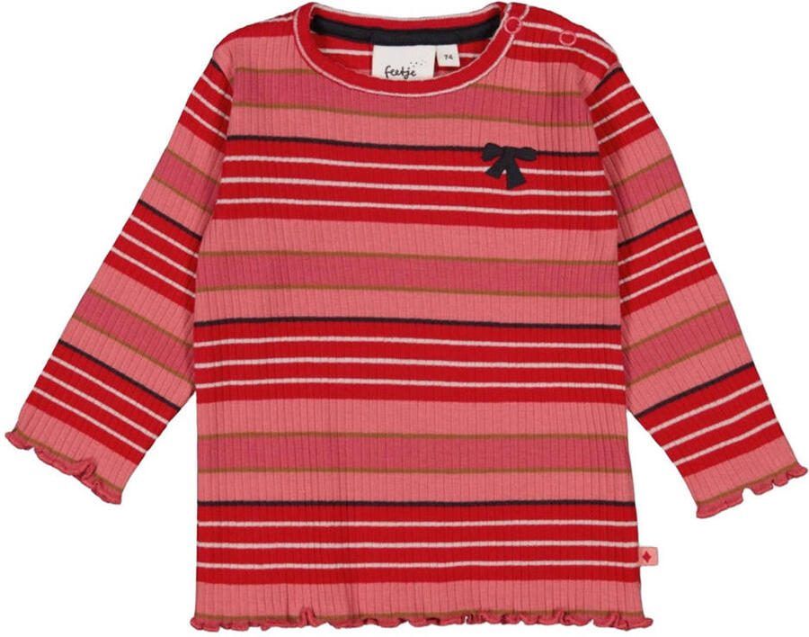 Feetje longsleeve Queen of Hearts roze rood Meisjes Katoen Ronde hals Streep