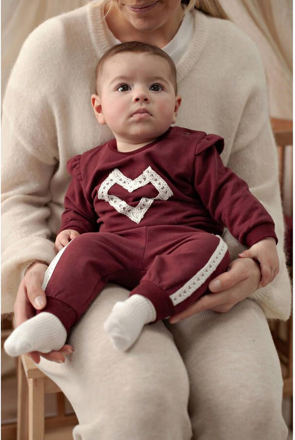 Feetje sweatpants My Little Love bordeaux wit - Foto 2