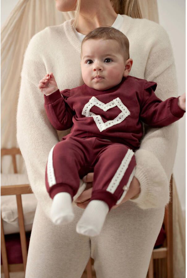 Feetje sweatpants My Little Love bordeaux wit - Foto 3