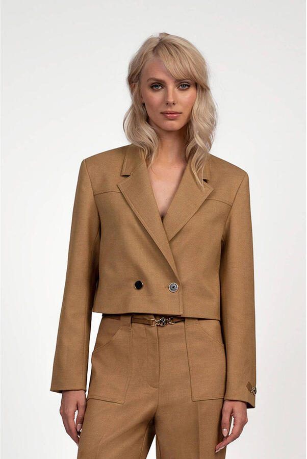 Fifth House cropped blazer camel