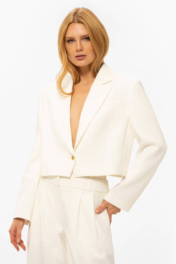 Fifth House cropped blazer ecru
