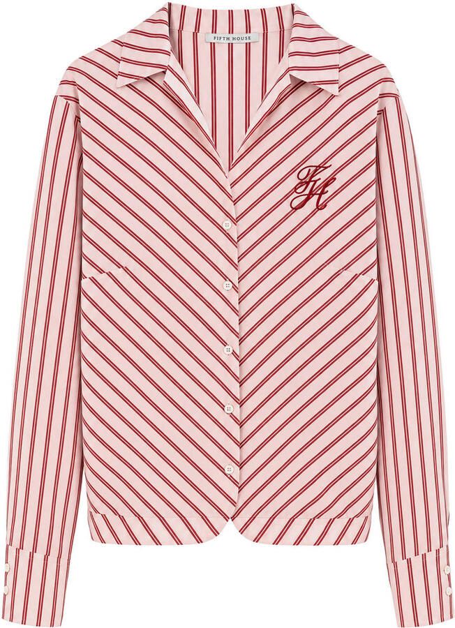 Fifth House gestreepte blouse lichtroze