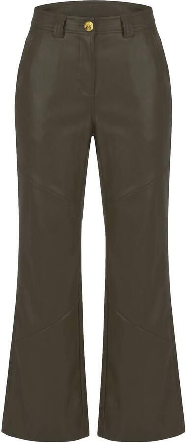 Fifth House imitatieleren wide leg broek groen - Foto 2