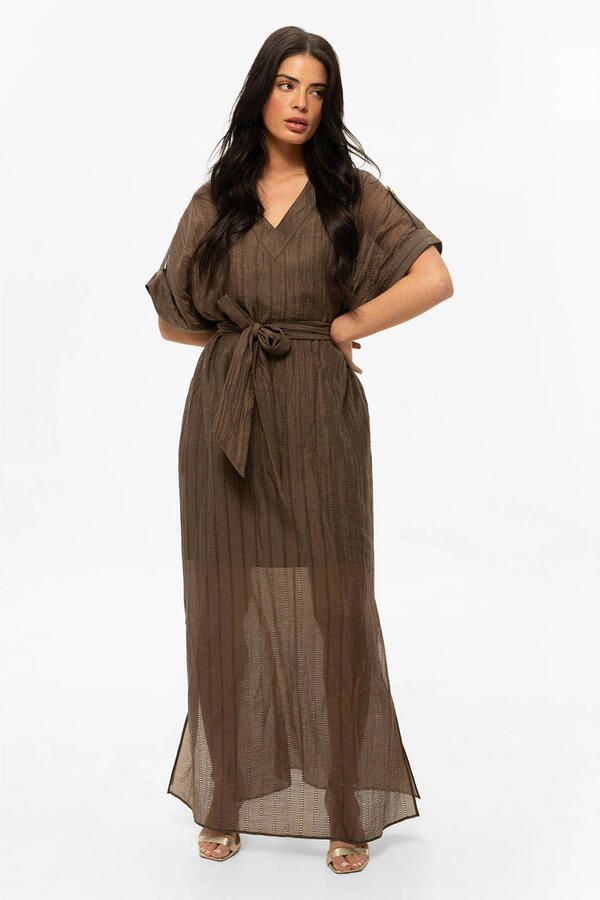 Fifth House maxi jurk donkerbruin