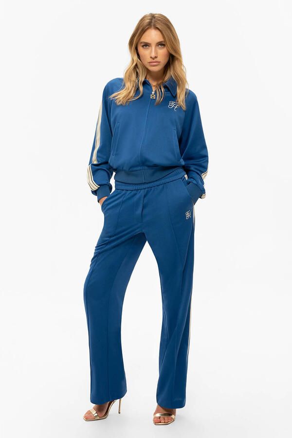 Fifth House regular high waist gestreepte broek blauw