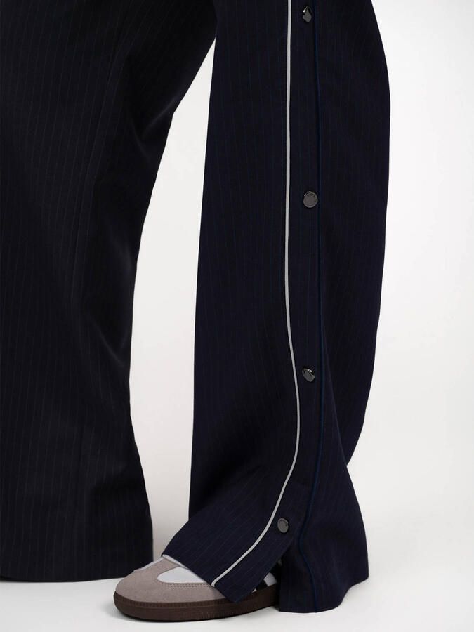 Fifth House straight regular waist casual broek met krijtstreep donkerblauw - Foto 2