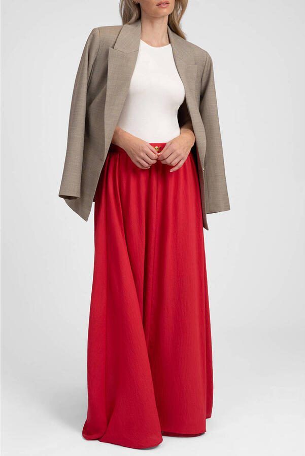 Fifth House viscose a-lijn maxi rok met plooien rood