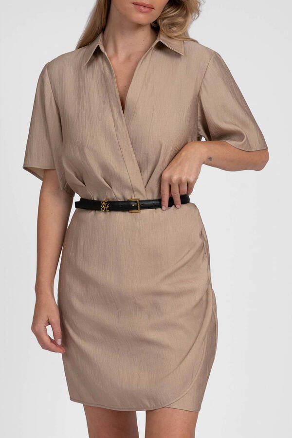 Fifth House viscose blazerjurk met plooien beige