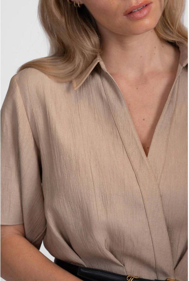 Fifth House viscose blazerjurk met plooien beige - Foto 2