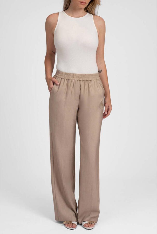 Fifth House viscose straight leg broek beige