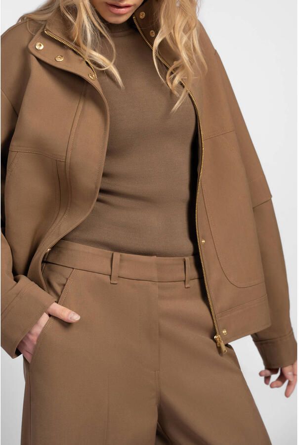 Fifth House wide leg broek met wol bruin