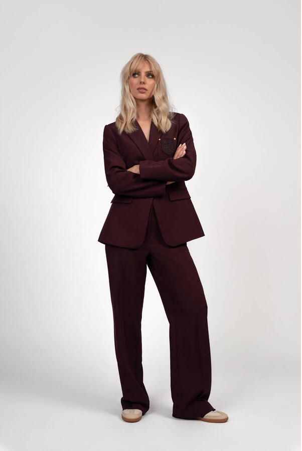 Fifth House wide leg regular waist broek donkerrood