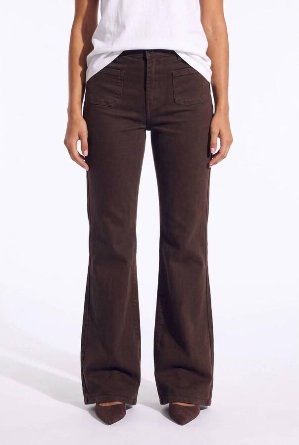 Florez flared jeans donkerbruin