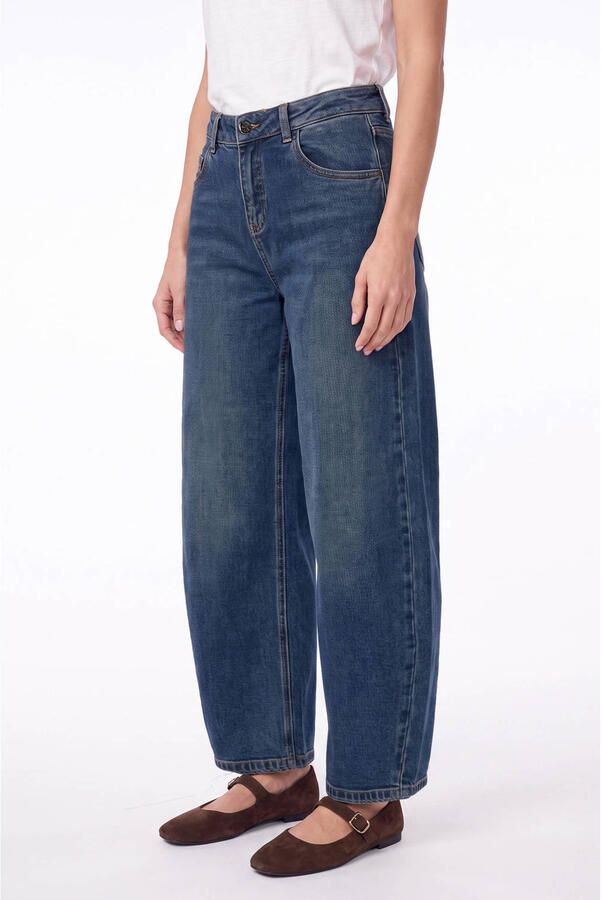 Florez high waist barrel jeans donkerblauw - Foto 2
