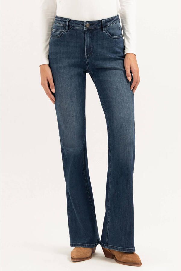 Florez high waist flared jeans donkerblauw
