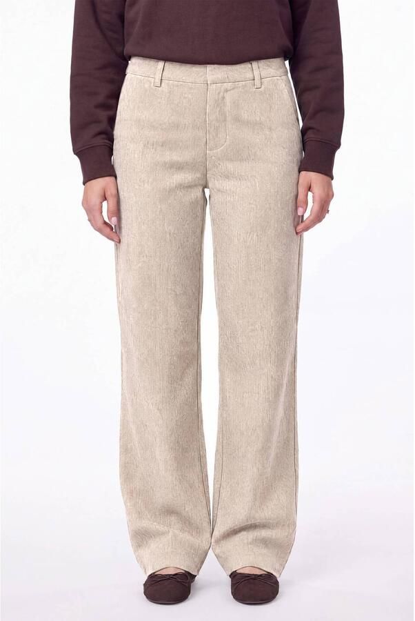 Florez straight leg gemêleerde broek zand