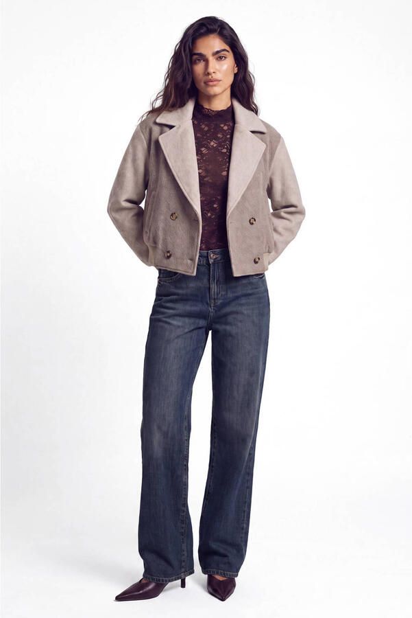 Florez winterjas met wol en backprint taupe - Foto 3
