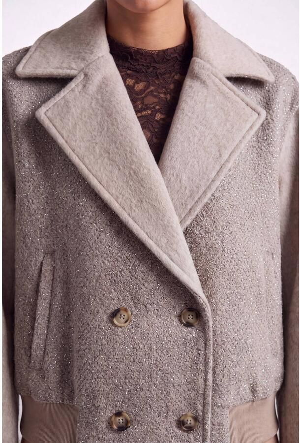 Florez winterjas met wol en backprint taupe - Foto 2