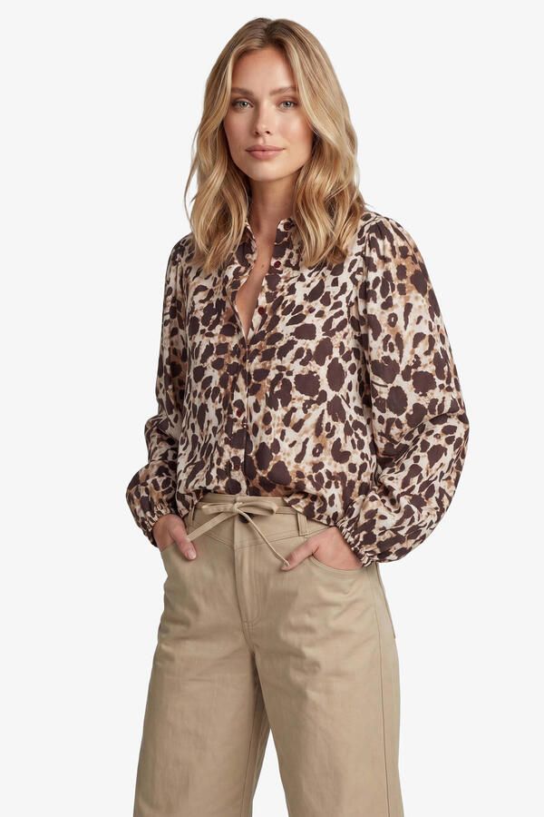 FLURESK blouse met dierenprint beige