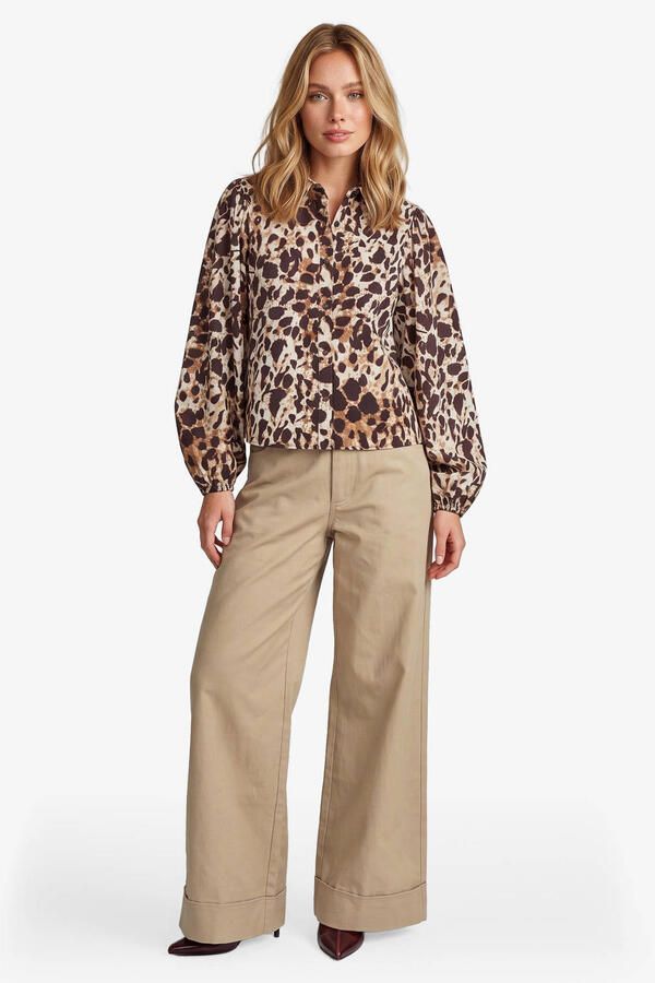 FLURESK blouse met dierenprint beige - Foto 2